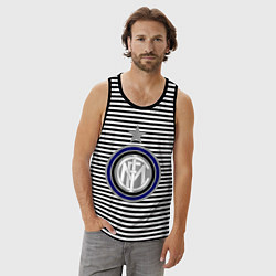 Майка мужская хлопок Inter FC, цвет: черная тельняшка — фото 2