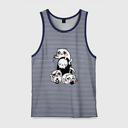 Майка мужская хлопок CAT GOT YOUR SOUL, цвет: синяя тельняшка