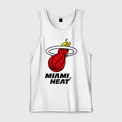 Майка мужская хлопок Miami Heat-logo, цвет: белый