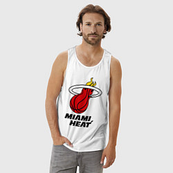 Майка мужская хлопок Miami Heat-logo, цвет: белый — фото 2