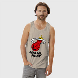 Майка мужская хлопок Miami Heat-logo, цвет: миндальный — фото 2