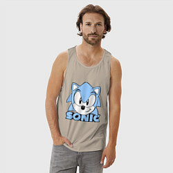 Майка мужская хлопок Соник, цвет: миндальный — фото 2