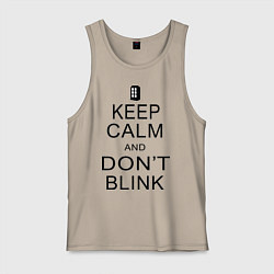 Майка мужская хлопок Keep Calm & Don't Blink, цвет: миндальный