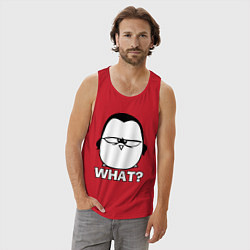 Майка мужская хлопок What?, цвет: красный — фото 2