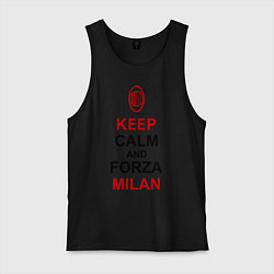 Майка мужская хлопок Keep Calm & Forza Milan, цвет: черный