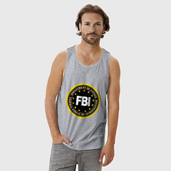 Майка мужская хлопок FBI Departament, цвет: меланж — фото 2