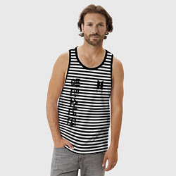 Майка мужская хлопок BTS Korea, цвет: черная тельняшка — фото 2