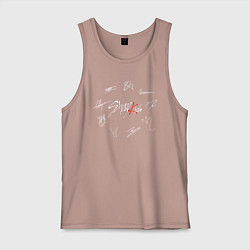 Майка мужская хлопок STRAY KIDS АВТОГРАФЫ, цвет: пыльно-розовый