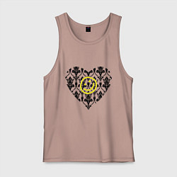 Майка мужская хлопок Шерлок Сердце и Смайлик, цвет: пыльно-розовый