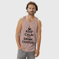 Майка мужская хлопок Keep Calm & Drink Coffee, цвет: пыльно-розовый — фото 2
