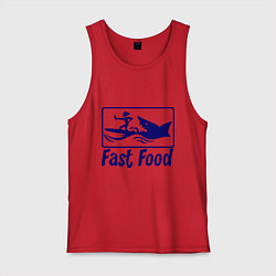 Майка мужская хлопок Shark fast food, цвет: красный