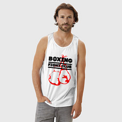 Майка мужская хлопок Boxing Fight club in Russia, цвет: белый — фото 2
