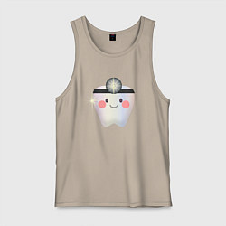 Майка мужская хлопок Подарок стоматологу, цвет: миндальный