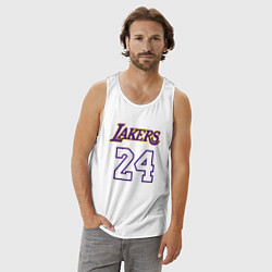Майка мужская хлопок Lakers 24, цвет: белый — фото 2