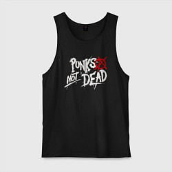 Майка мужская хлопок Punks not dead, цвет: черный