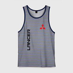 Майка мужская хлопок MITSUBISHI LANCER, цвет: синяя тельняшка