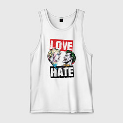 Майка мужская хлопок Love Hate, цвет: белый