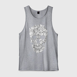 Майка мужская хлопок ЧЕРЕП ИЗ КОТИКОВ, цвет: меланж