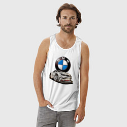 Майка мужская хлопок BMW оскал, цвет: белый — фото 2