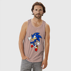 Майка мужская хлопок Sonic, цвет: пыльно-розовый — фото 2