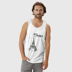 Майка мужская хлопок Париж, цвет: белый — фото 2