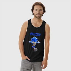 Майка мужская хлопок SONIC, цвет: черный — фото 2