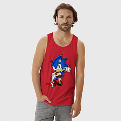 Майка мужская хлопок SONIC, цвет: красный — фото 2