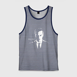 Майка мужская хлопок Moriarty: Miss me?, цвет: синяя тельняшка