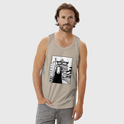 Майка мужская хлопок No-Face Spirited Away Ghibli, цвет: миндальный — фото 2