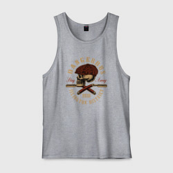 Майка мужская хлопок Острые козырьки Череп и бритвы, цвет: меланж