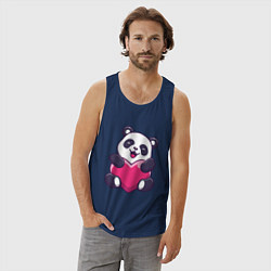 Майка мужская хлопок Панда love, цвет: тёмно-синий — фото 2