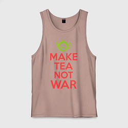 Майка мужская хлопок Make tea not war, цвет: пыльно-розовый