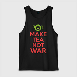 Майка мужская хлопок Make tea not war, цвет: черный