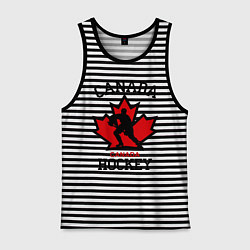 Майка мужская хлопок Canada Hockey, цвет: черная тельняшка