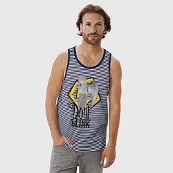 Майка мужская хлопок Don't blink, цвет: синяя тельняшка — фото 2