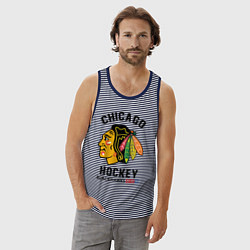 Майка мужская хлопок CHICAGO BLACKHAWKS NHL, цвет: синяя тельняшка — фото 2