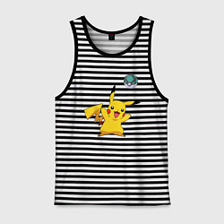 Майка мужская хлопок Pokemon pikachu 1, цвет: черная тельняшка