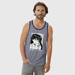 Майка мужская хлопок Аска ева 02, цвет: синяя тельняшка — фото 2