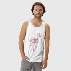 Майка мужская хлопок Узорчатый фламинго, цвет: белый — фото 2