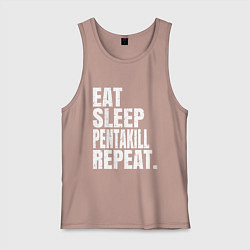 Майка мужская хлопок EAT SLEEP PENTAKILL REPEAT, цвет: пыльно-розовый