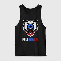Майка мужская хлопок Русский медведь, цвет: черный
