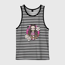 Майка мужская хлопок Незуко Камадо, цвет: черная тельняшка