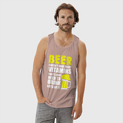 Майка мужская хлопок Люблю Пиво, цвет: пыльно-розовый — фото 2