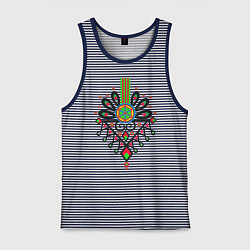 Майка мужская хлопок Польский узор Парзеница, цвет: синяя тельняшка