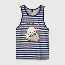 Майка мужская хлопок Влюблённые котята, цвет: синяя тельняшка