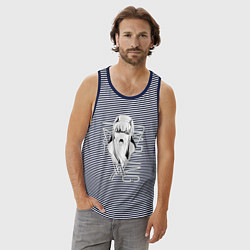 Майка мужская хлопок Zero Two, цвет: синяя тельняшка — фото 2