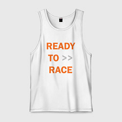 Майка мужская хлопок KTM READY TO RACE спина Z, цвет: белый