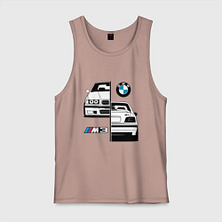 Майка мужская хлопок BMW M3 E 36 БМВ М3 E 36, цвет: пыльно-розовый