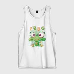 Майка мужская хлопок Funny frog, цвет: белый