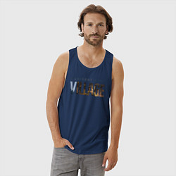 Майка мужская хлопок Resident Evil 8 Village Logo, цвет: тёмно-синий — фото 2